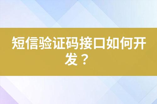 短信验证码接口如何开发？