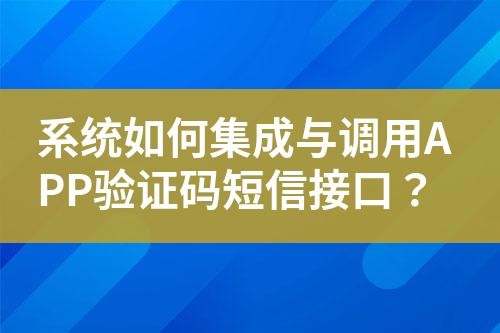 系统如何集成与调用APP验证码短信接口？